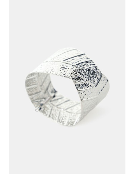 Bracelet rigide gravé motif feuille Dixie