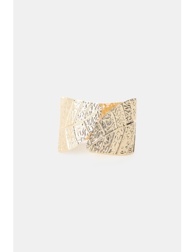 Bracelet rigide gravé motif feuille Dixie