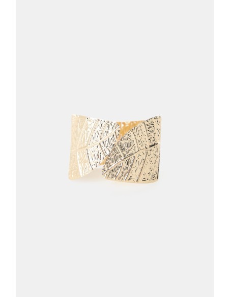 Bracelet rigide gravé motif feuille Dixie
