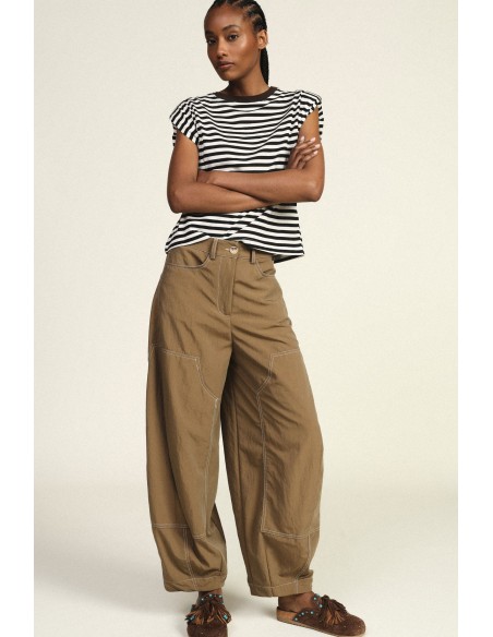 Pantalon palazzo avec coutures contrastantes et poches Dixie
