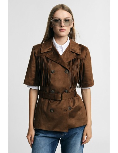 Veste-chemise croisée à franges avec ceinture en jean