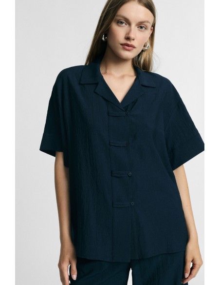 Blouse courte boxy à fermeture boutonnée Please