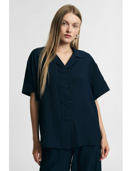 Korte boxy blouse met knoopsluiting Please