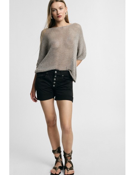 Regular-fit shorts met omslag en knopen Please