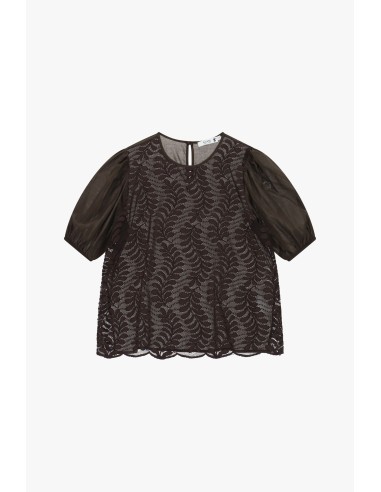 Blouse en dentelle à manches amples transparentes Please