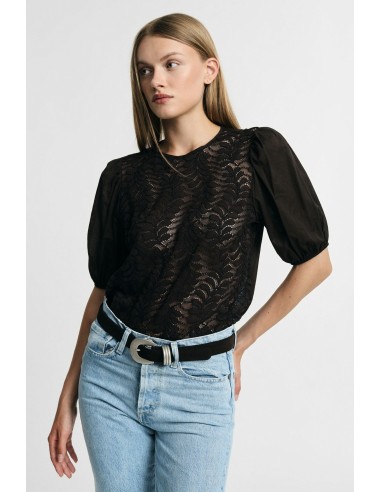 Blouse en dentelle à manches amples transparentes Please