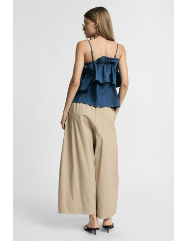 Pantalon palazzo cropped à taille élastiquée Please