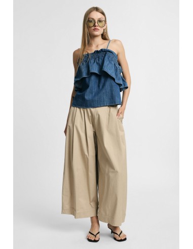 Cropped palazzobroek met elastische tailleband aub