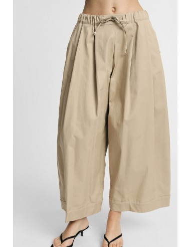 Pantalon palazzo cropped à taille élastiquée Please