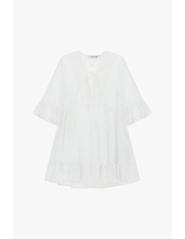 Robe courte à manches amples et à volants Please