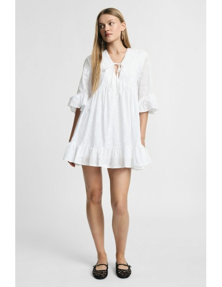 Robe courte à manches amples et à volants Please