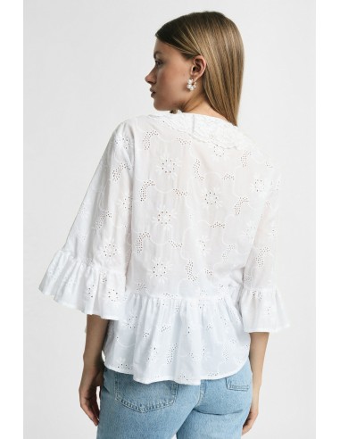 Blouse ample à manches volantées et nœud sur le devant Please