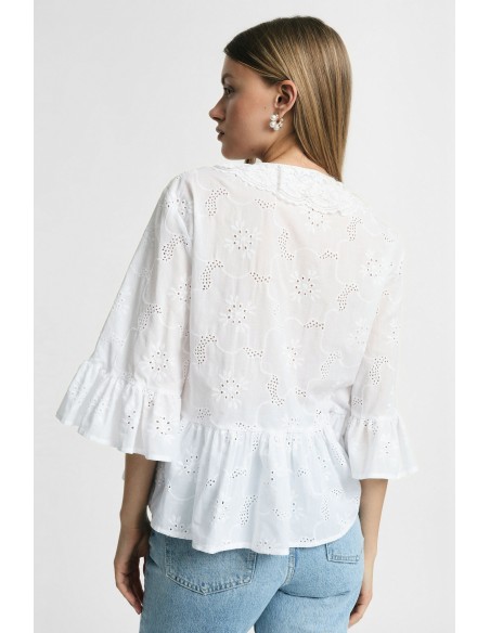Blouse ample à manches volantées et nœud sur le devant Please