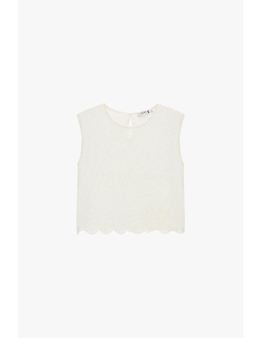 Blouse brodée sans manches avec bord festonné Please