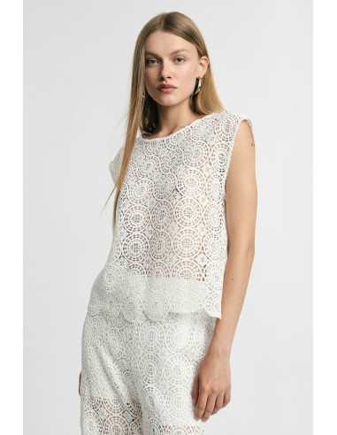 Blouse brodée sans manches avec bord festonné Please