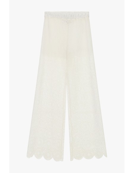 Pantalon palazzo large avec broderie ajourée Please