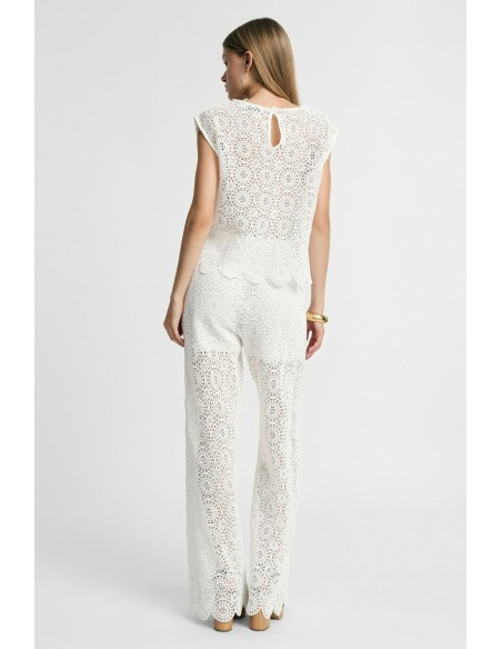 Pantalon palazzo large avec broderie ajourée Please
