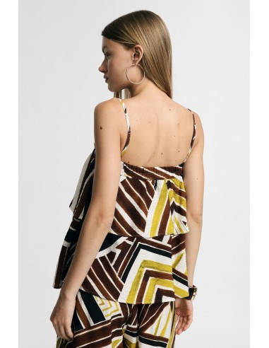 Top met dunne bandjes en geometrisch patroon Please