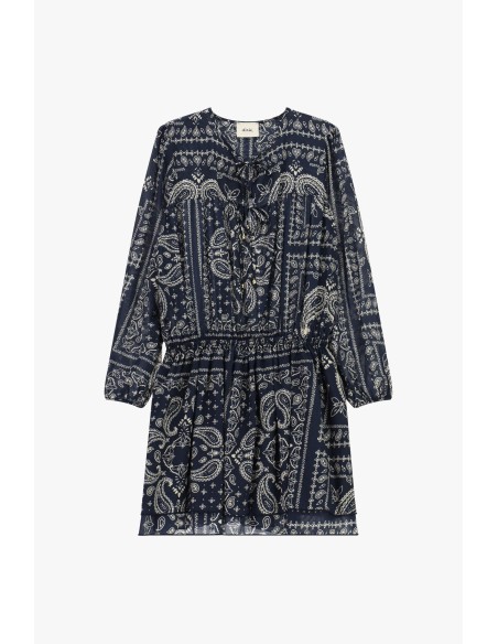 Robe courte à imprimé paisley à manches longues Dixie
