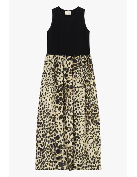 Lange mouwloze jurk met dierenprint Dixie