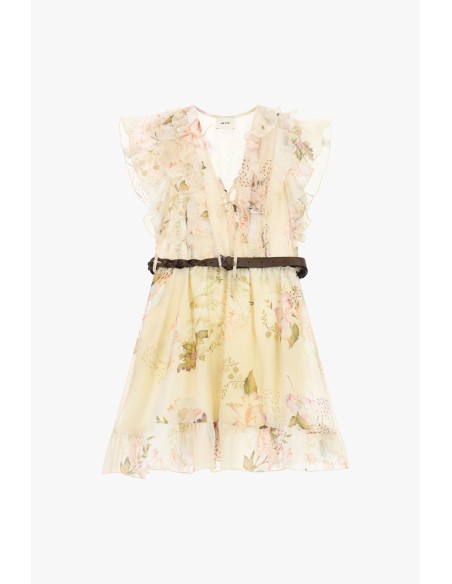 Robe courte à imprimé floral et ceinture tressée Dixie