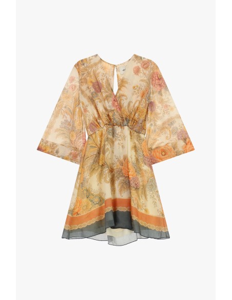Robe courte à imprimé floral et manches amples Dixie