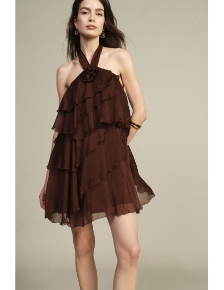 Robe courte à volants et encolure américaine Dixie