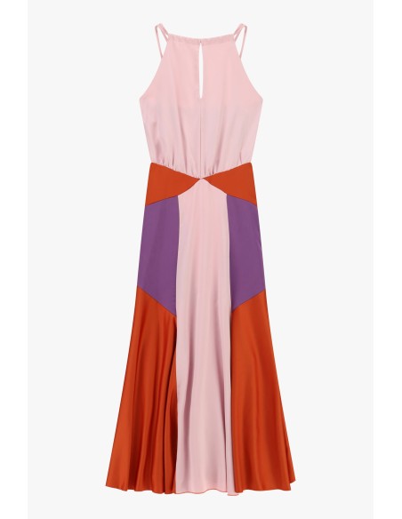 Robe longue avec empiècements géométriques et bretelles fines Dixie