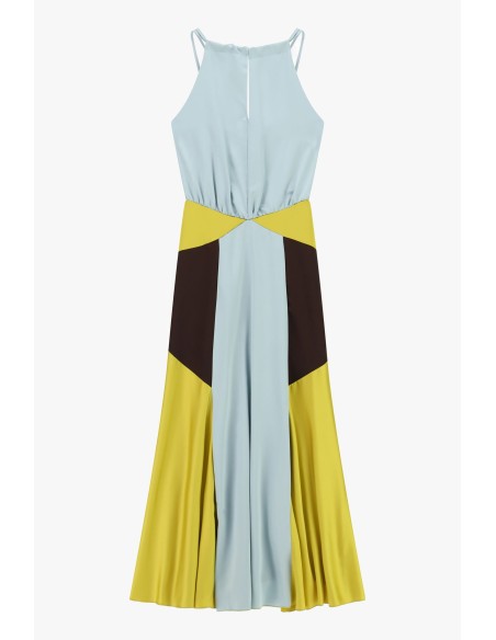 Robe longue avec empiècements géométriques et bretelles fines Dixie