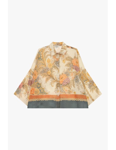 Chemisier ample à motif floral et bordures contrastées Dixie