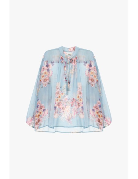 Dixie wijde blouse met bloemenprint en strikjes