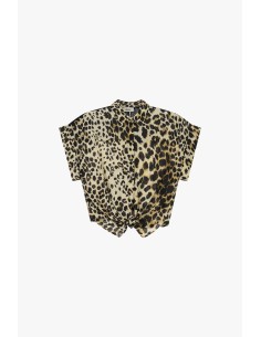 Dixie T-shirt met korte mouwen, dierenprint en knoopdetail aan de voorkant