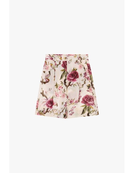 Dixie bermuda met bloemenprint, plooien en zakken