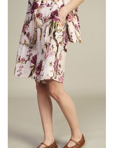 Dixie bermuda met bloemenprint, plooien en zakken