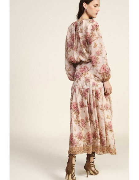 Lange rok met bloemenpatroon en hoge taille Dixie