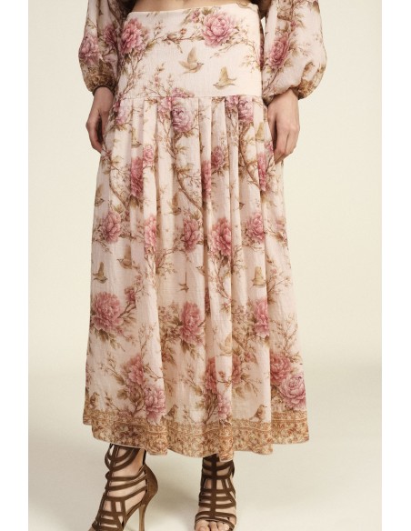 Lange rok met bloemenpatroon en hoge taille Dixie