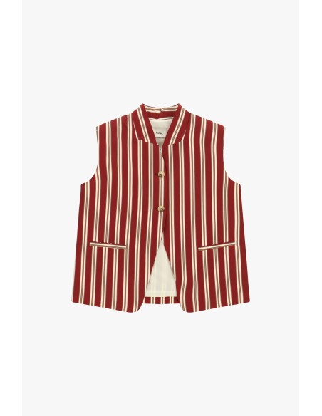 Gilet à rayures verticales avec boutons et poches Dixie