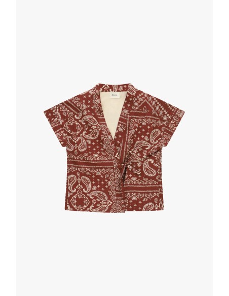 Gilet court avec motif Paisley et ceinture Dixie