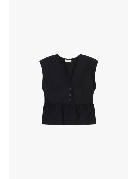 Kort gilet met knopen en gerimpelde volant Dixie