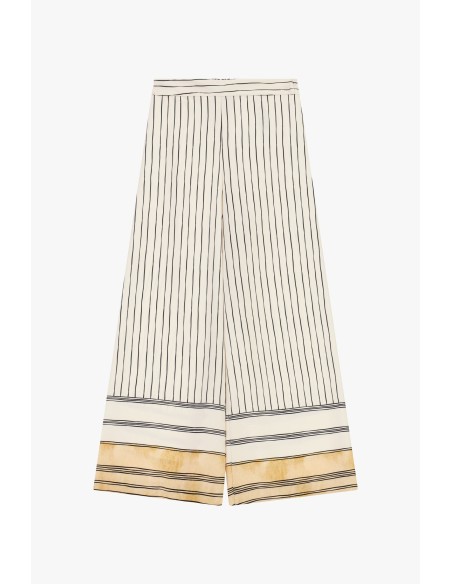 Pantalon palazzo rayé à bas contrastant Dixie