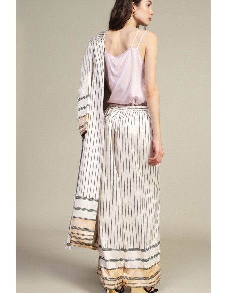 Pantalon palazzo rayé à bas contrastant Dixie