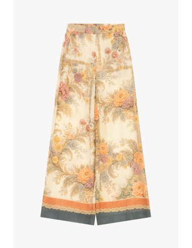 Palazzo-broek met bloemenprint en contrasterende onderkant Dixie
