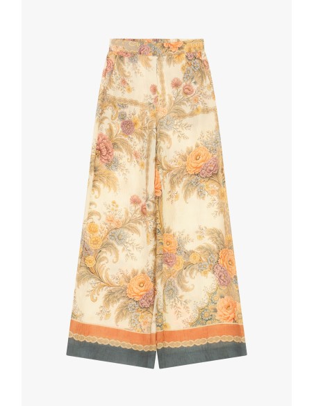 Pantalon palazzo à imprimé floral et bas contrastant Dixie