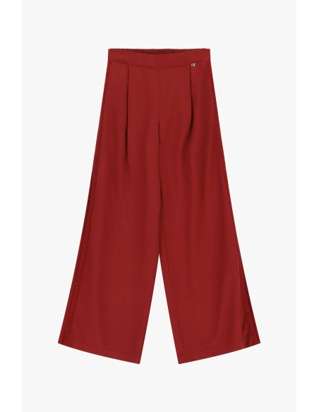 Pantalon palazzo taille haute avec empiècements ajourés Dixie