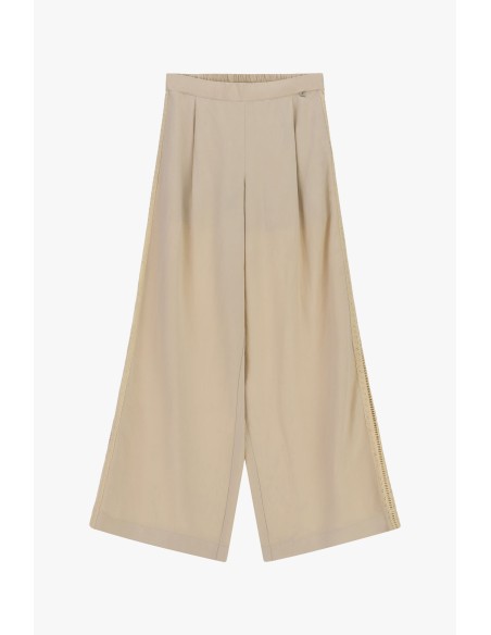 Pantalon palazzo taille haute avec empiècements ajourés Dixie