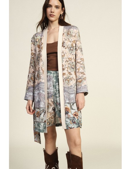 Lightweight Floral Fantasy Coat Belt Coordinating Dixie