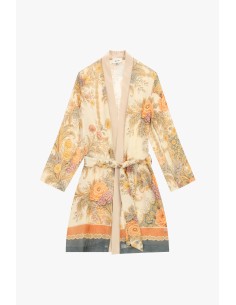 Dusterjas met bloemenprint en ceintuur van Dixie