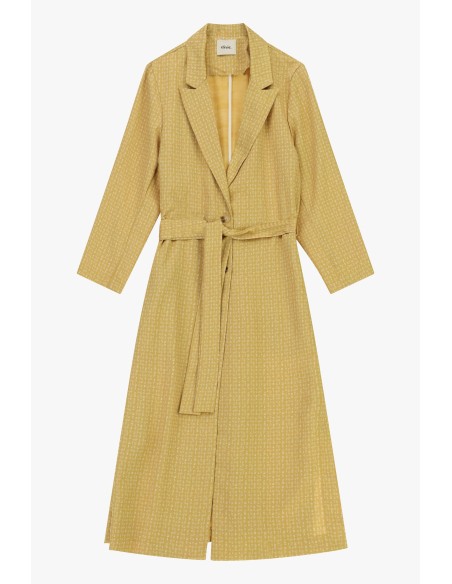 Dixie Fantasie Midi-Trenchcoat met microprint en ceintuur
