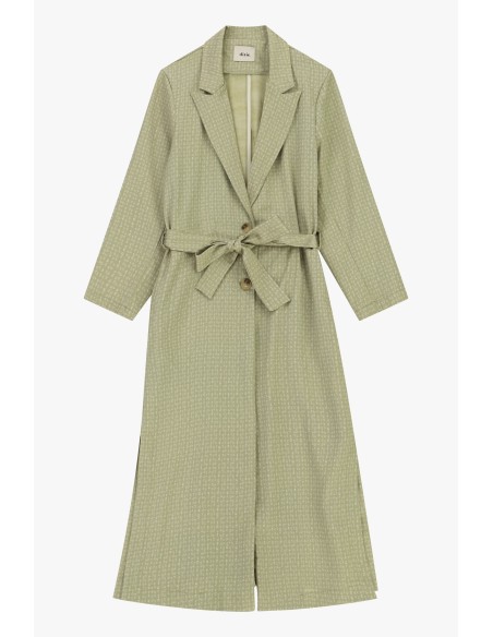 Trench-Coat Midi Motif Micro Print Ceinture Dixie