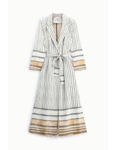 Gestreepte midi-trenchcoat met ceintuur Dixie 2